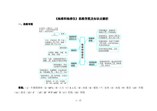 地球和地球仪思维导图及知识点解析