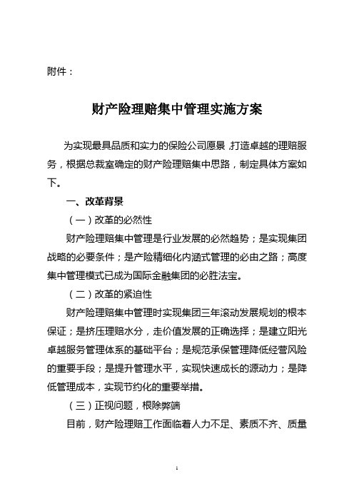 阳光财产险理赔集中管理实施方案20100705