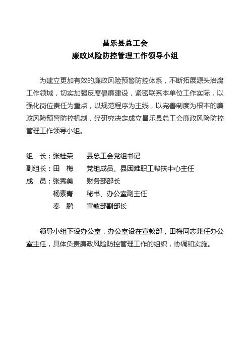廉政风险防控管理工作领导小组版面