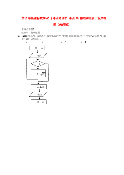 2013年高考数学40个考点总动员考点36推理和证明、程序框图(教师版)新课标