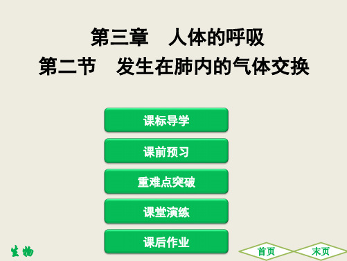 2020春人教版初中生物七年级下册同步讲练：第二节 发生在肺内的气体交换