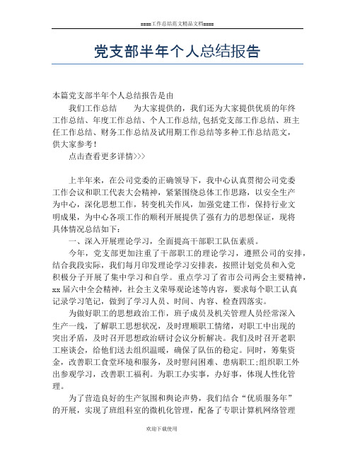 党支部半年个人总结报告