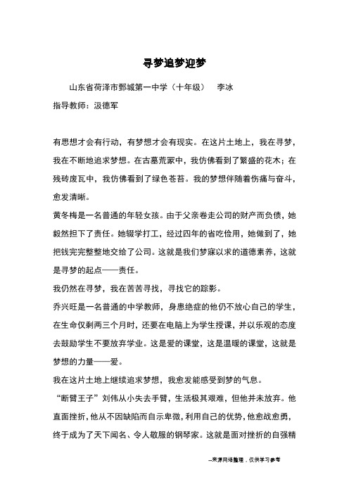 寻梦追梦迎梦_优秀作文
