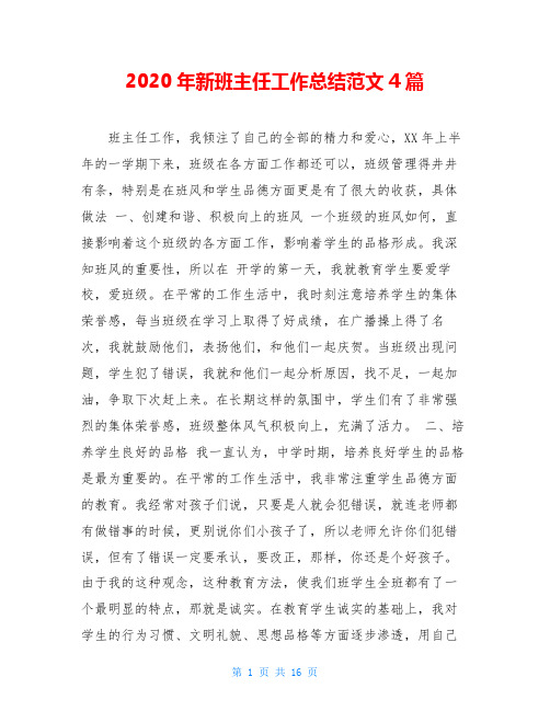 2020年新班主任工作总结范文4篇