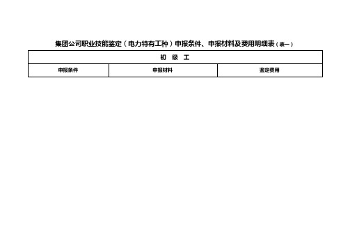 初、中、高级工申报条件及费用明细表