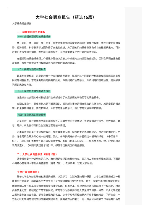 大学社会调查报告（精选15篇）