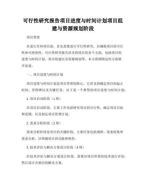 可行性研究报告项目进度与时间计划项目组建与资源规划阶段