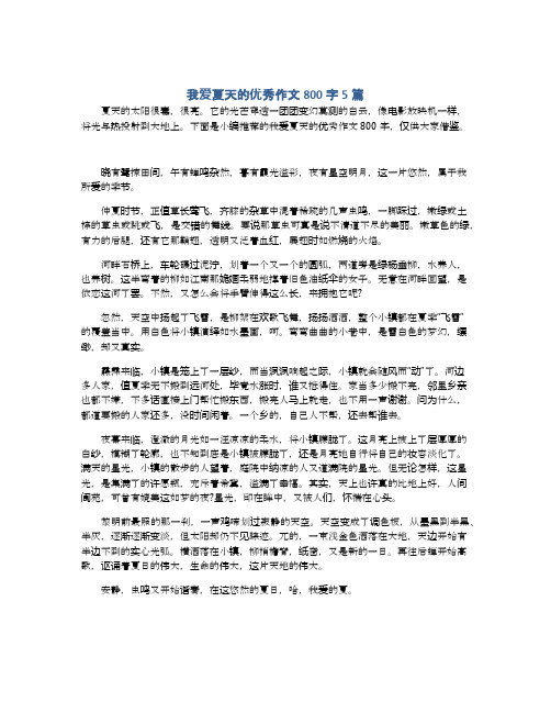 我爱夏天的优秀作文800字5篇