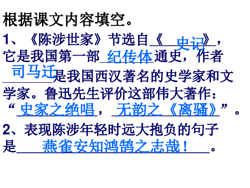 九上21陈涉世家复习课件