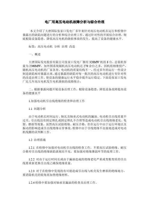 电厂用高压电动机故障分析与综合治理