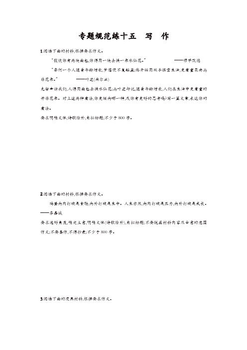 2020届高考语文(浙江专版)一轮复习专题规范练：十五 写 作含解析