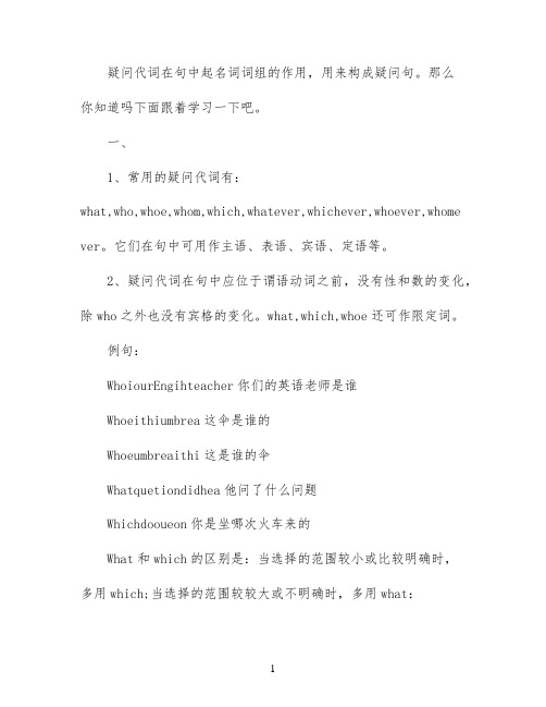 疑问代词的用法