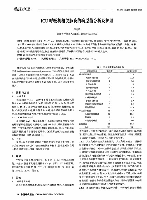 ICU呼吸机相关肺炎的病原菌分析及护理