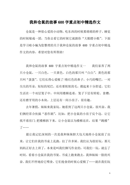 我和仓鼠的故事600字重点初中精选作文