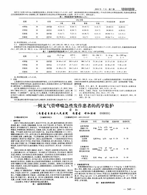 一例支气管哮喘急性发作患者的药学监护