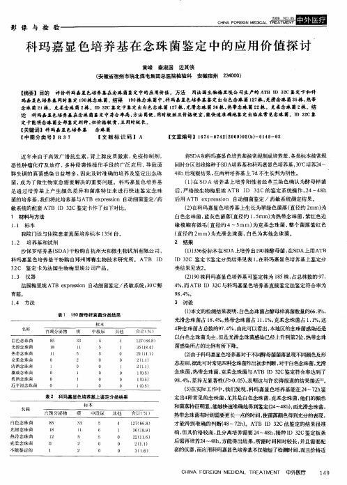 科玛嘉显色培养基在念珠菌鉴定中的应用价值探讨