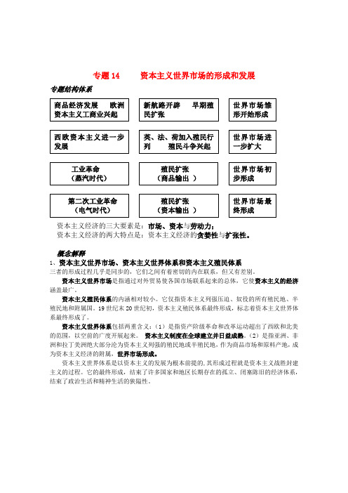 2020届高考历史选修班讲义 专题十四 资本主义世界市场的形成和发展教案 新人教版 精品