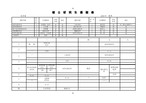 硕士研究生课程表