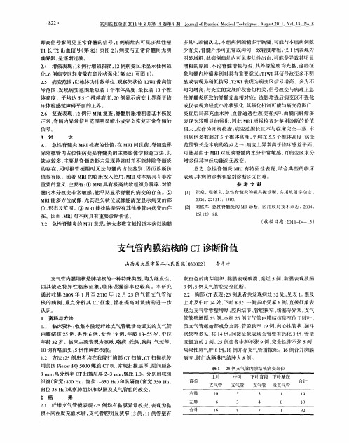 支气管内膜结核的CT诊断价值