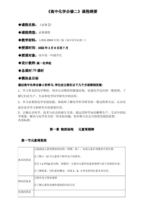 《高中化学》课程纲要