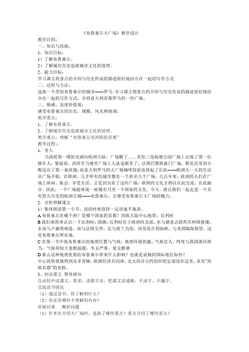 布鲁塞尔大广场教学设计