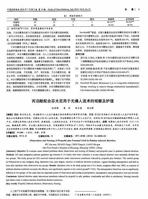 丙泊酚配合芬太尼用于无痛人流术的观察及护理
