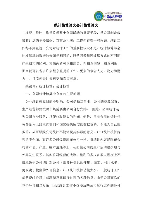 统计核算论文会计核算论文