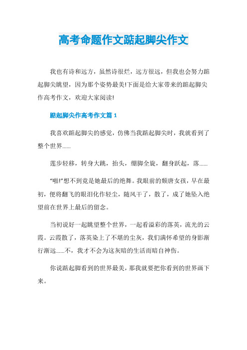 高考命题作文踮起脚尖作文