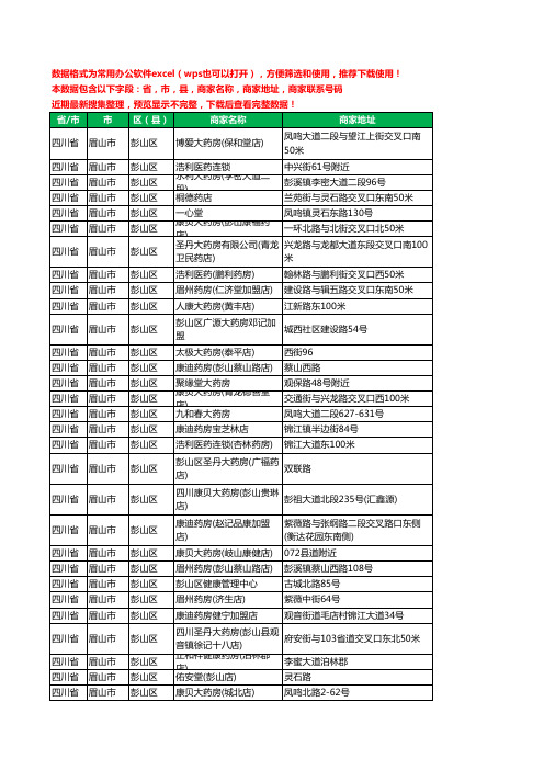 2020新版四川省眉山市彭山区药工商企业公司商家名录名单黄页联系电话号码地址大全151家