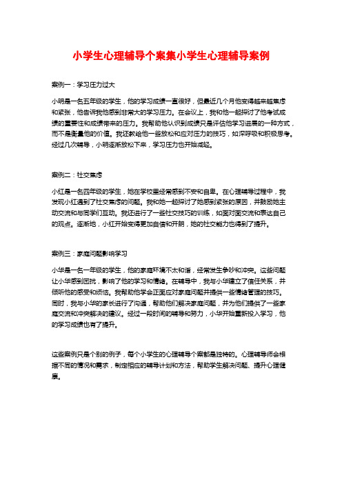 小学生心理辅导个案集小学生心理辅导案例