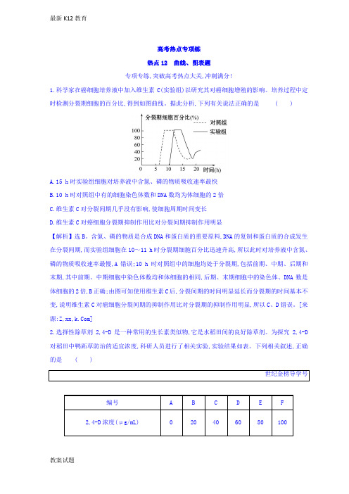 【配套K12】高中生物二轮复习高考热点专项练： 热点12含答案