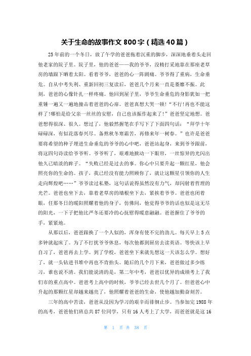 关于生命的故事作文800字(精选40篇)