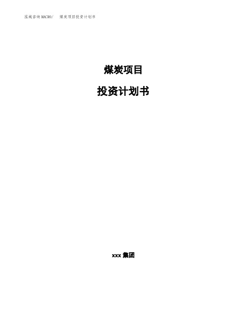 煤炭项目投资计划书 (1)