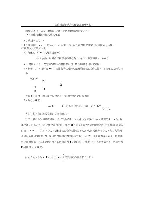 (完整版)圆周运动知识点