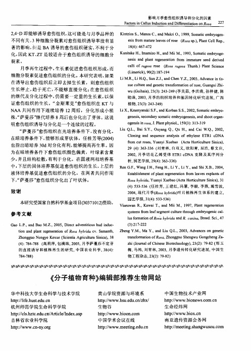 影响月季愈伤组织诱导和分化的因素