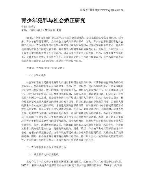 青少年犯罪与社会矫正研究