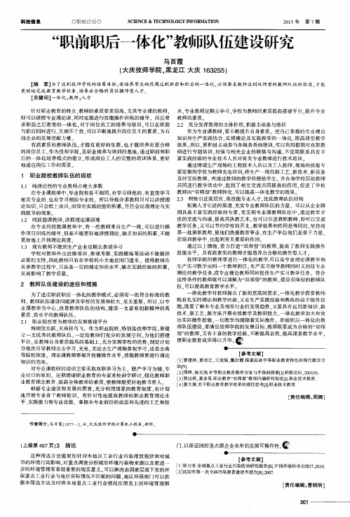 “职前职后一体化”教师队伍建设研究