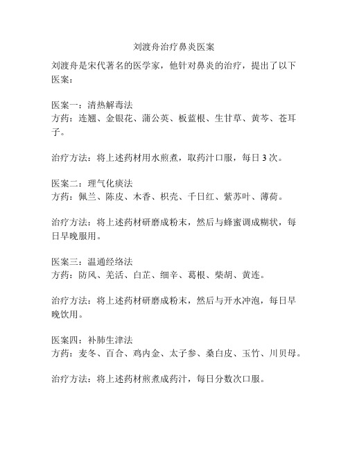 刘渡舟治疗鼻炎医案