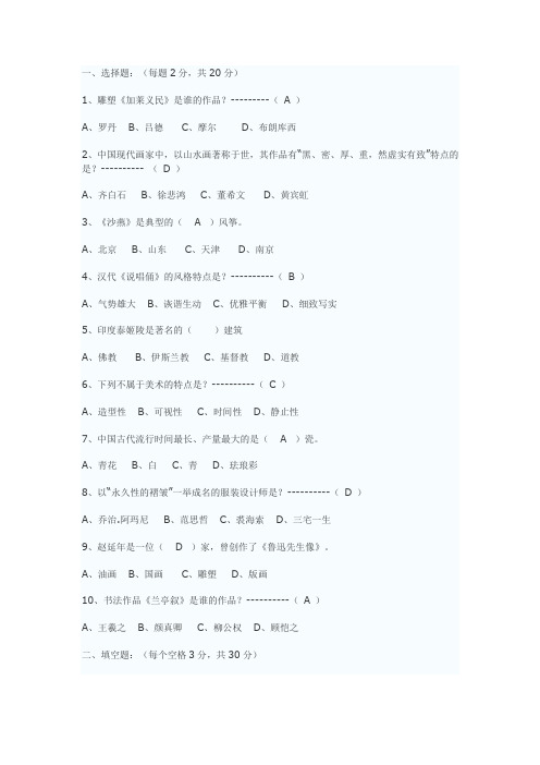 美术招考试题