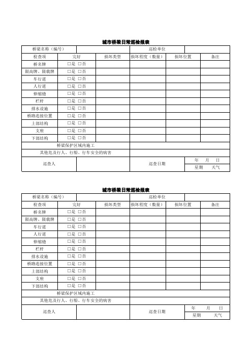 城市桥梁日常巡检报表(最新版).xls