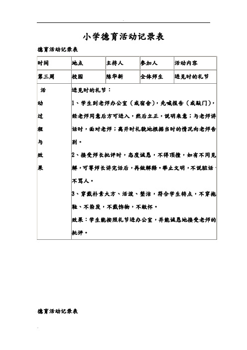 小学德育活动记录表