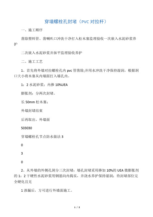 外墙穿墙螺栓孔封堵(PVC对拉杆)