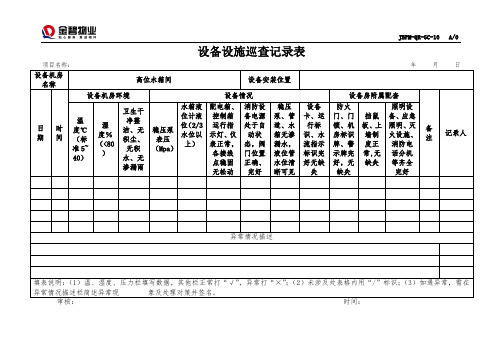 高位水箱间巡查记录表