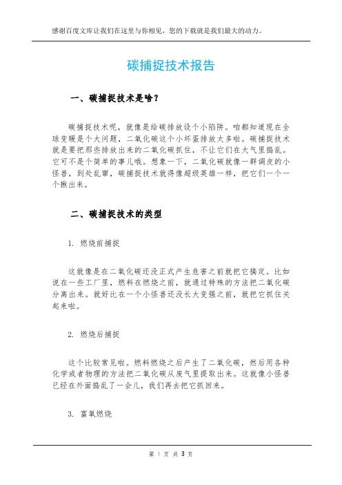 碳捕捉技术报告