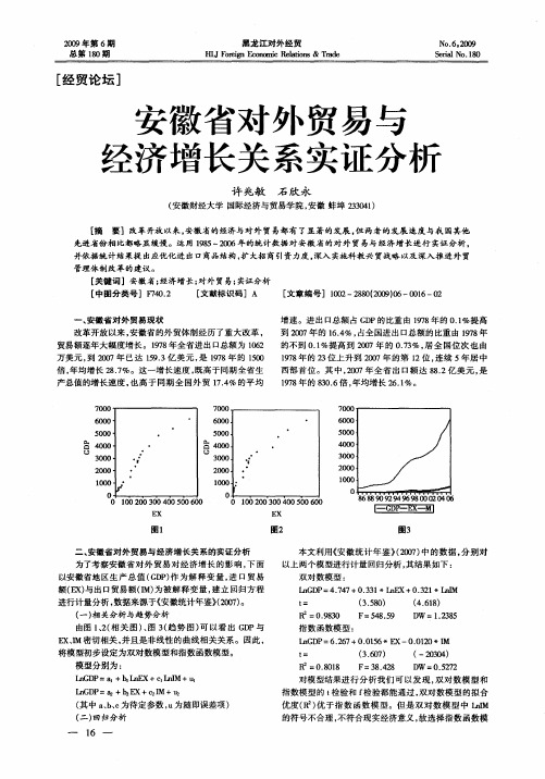 安徽省对外贸易与经济增长关系实证分析