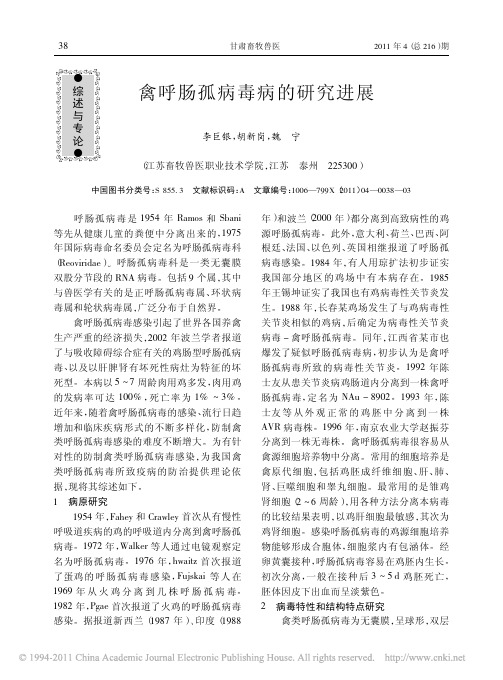 禽呼肠孤病毒病的研究进展