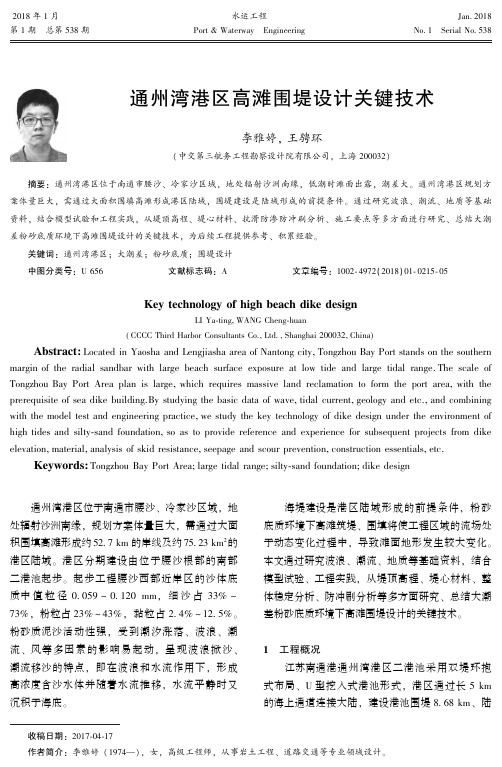 通州湾港区高滩围堤设计关键技术