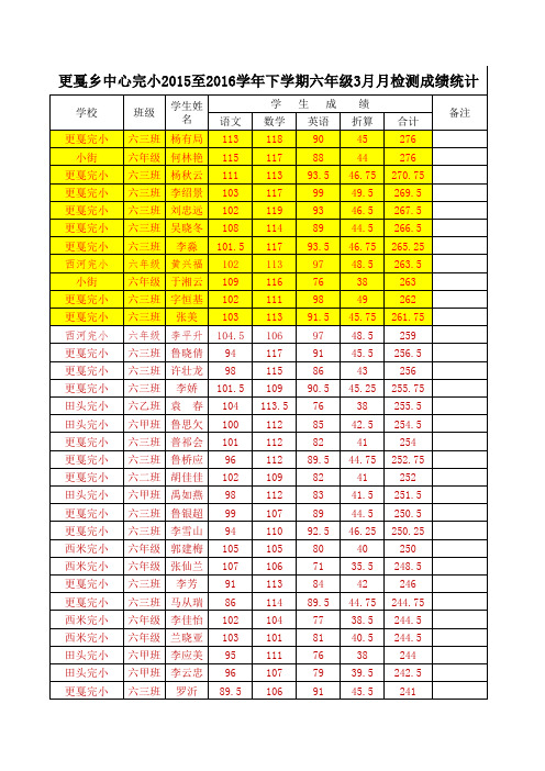 六年级 Microsoft Excel 工作表