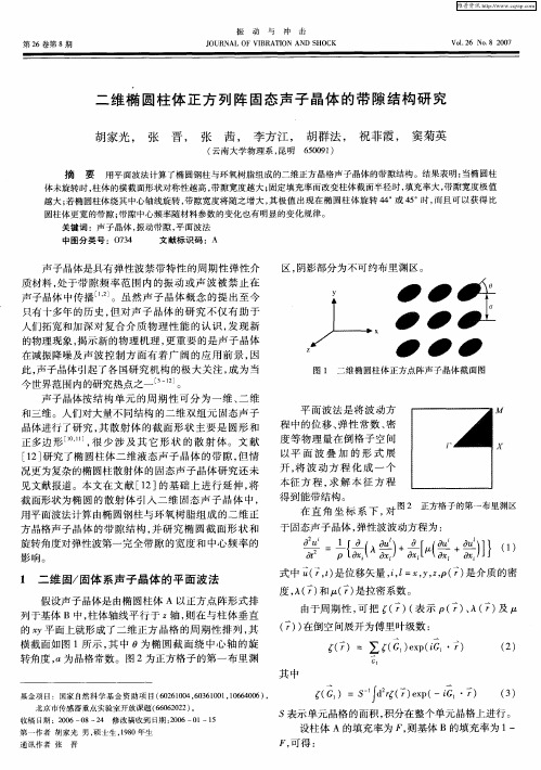 二维椭圆柱体正方列阵固态声子晶体的带隙结构研究