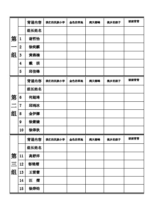 五册背诵表格